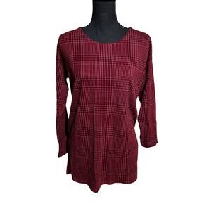 J.Jill Simply Supima Crew-Neck Tunic Red Plaid Women's Small